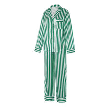 Load image into Gallery viewer, Red and Green Striped Satin Christmas Pajamas
