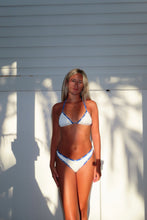 Load image into Gallery viewer, Blue &amp; White Ribbed Triangle Bikini Set
