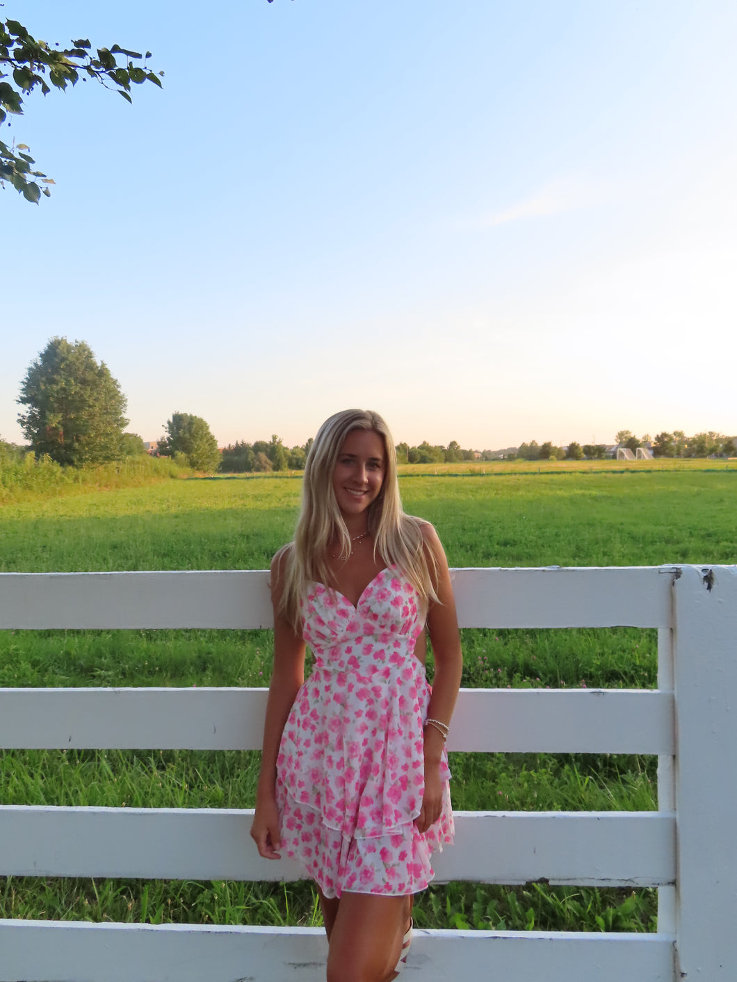 Pink Cutout Floral Dress - Juniper