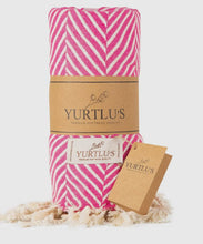 Load image into Gallery viewer, Turkish Striped Pink Beach Towel
