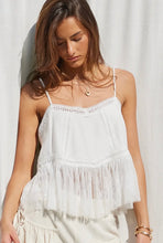 Load image into Gallery viewer, Woman wearing a white lace top against a light background
