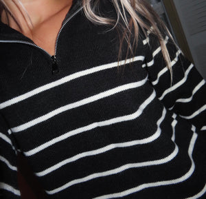 Quarter Zip Striped Sweater