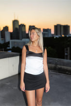 Load image into Gallery viewer, Chic Contrast Satin Tank Top – Black &amp; White Fitted Cami - Juniper
