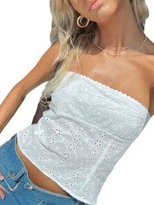 Blooming White Tube Top