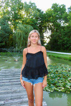 Load image into Gallery viewer, Lace Trim Babydoll Cami Top (Black &amp; White) - Juniper
