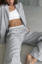 Load image into Gallery viewer, Cozy Charcoal Striped Pajama Set
