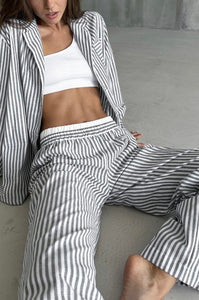 Cozy Charcoal Striped Pajama Set