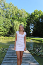 Load image into Gallery viewer, Blush Lace Trim Mini Dress - Juniper
