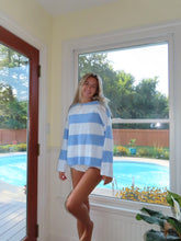 Load image into Gallery viewer, Striped Blue Knit Crewneck Sweater
