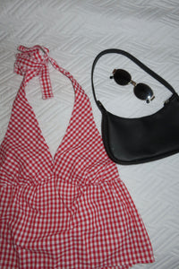 Red Gingham Halter Top