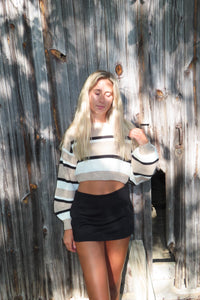 Cropped Knit Black and brown Sweater