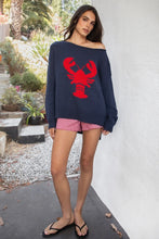 Load image into Gallery viewer, Coastal Catch Navy Lobster Oversized Sweater
