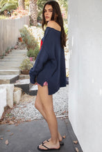 Load image into Gallery viewer, Coastal Catch Navy Lobster Oversized Sweater
