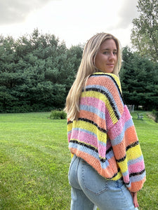 Muilti Color Chunky Sweater Cardigan