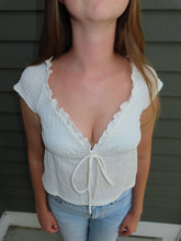 Load image into Gallery viewer, Beige Cropped Short Sleeve Top
