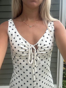 Polka Dot Tie-Front Mini Dress