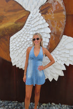 Load image into Gallery viewer, Coastal Breeze Denim Halter Mini Dress
