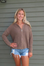 Load image into Gallery viewer, Taupe Knit Zip-Up Hoodie
