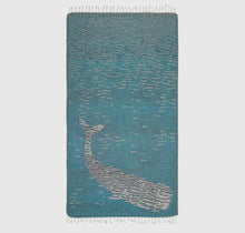 Load image into Gallery viewer, Blue Ocean Whale Abstract Beach Towel

