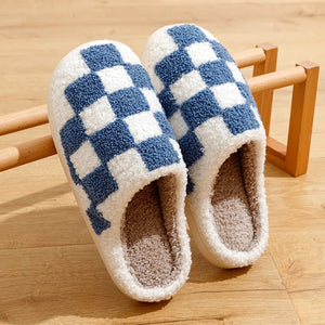 Blue Checkered Slippers