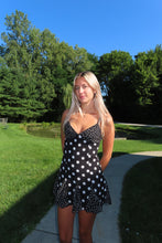 Load image into Gallery viewer, Midnight Polka Dot Mini Dress
