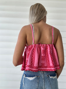 Desert Bloom Tassel Tie Cami