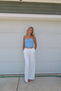 Coastal Breeze White Linen Pants