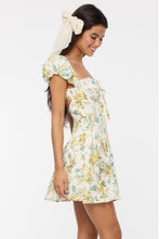 Load image into Gallery viewer, Floral Puff-Sleeve Cutout Mini Dress
