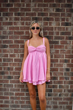 Load image into Gallery viewer, Blush Bow Back Mini Dress
