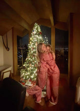 Load image into Gallery viewer, Red and Green Striped Satin Christmas Pajamas
