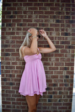 Load image into Gallery viewer, Blush Bow Back Mini Dress
