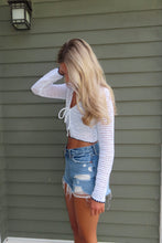 Load image into Gallery viewer, White Crochet Tie Front Cardigan

