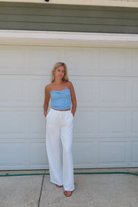 Coastal Breeze White Linen Pants