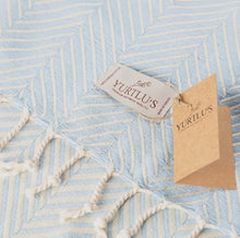 Load image into Gallery viewer, Light Blue Turkish Beach Towel
