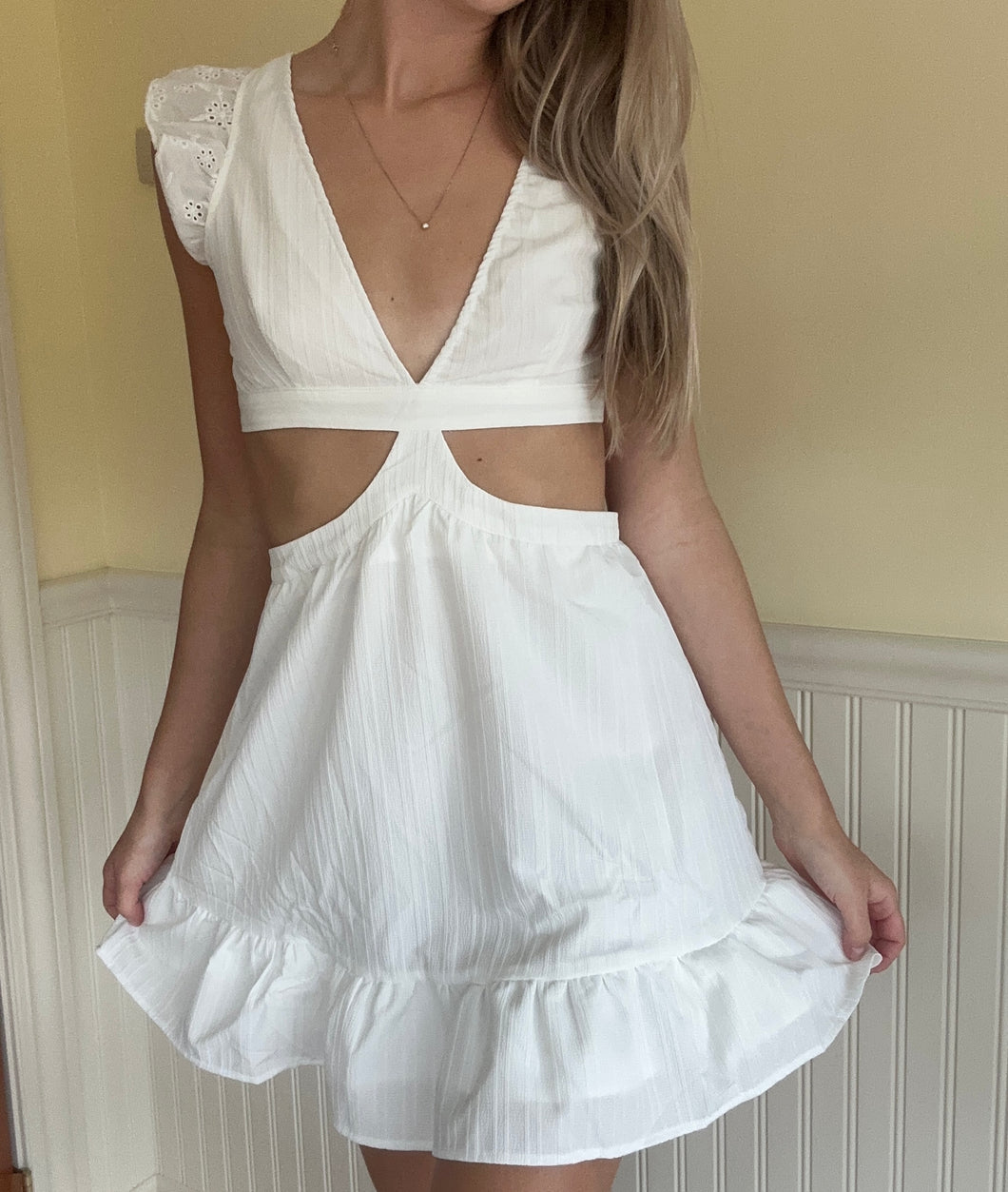 White Cutout Mini Dress