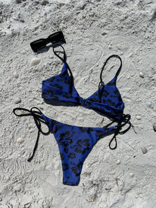 Black and Blue Floral Bikini Set