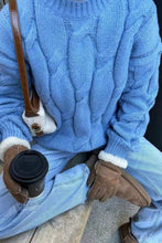 Load image into Gallery viewer, Winter Sky Blue Oversized Cable Knit Sweater
