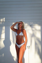 Load image into Gallery viewer, Blue &amp; White Ribbed Triangle Bikini Set
