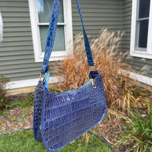 Blue Snakeskin Mini Handbag