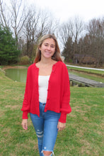 Load image into Gallery viewer, Red Button-Up Cardigan
