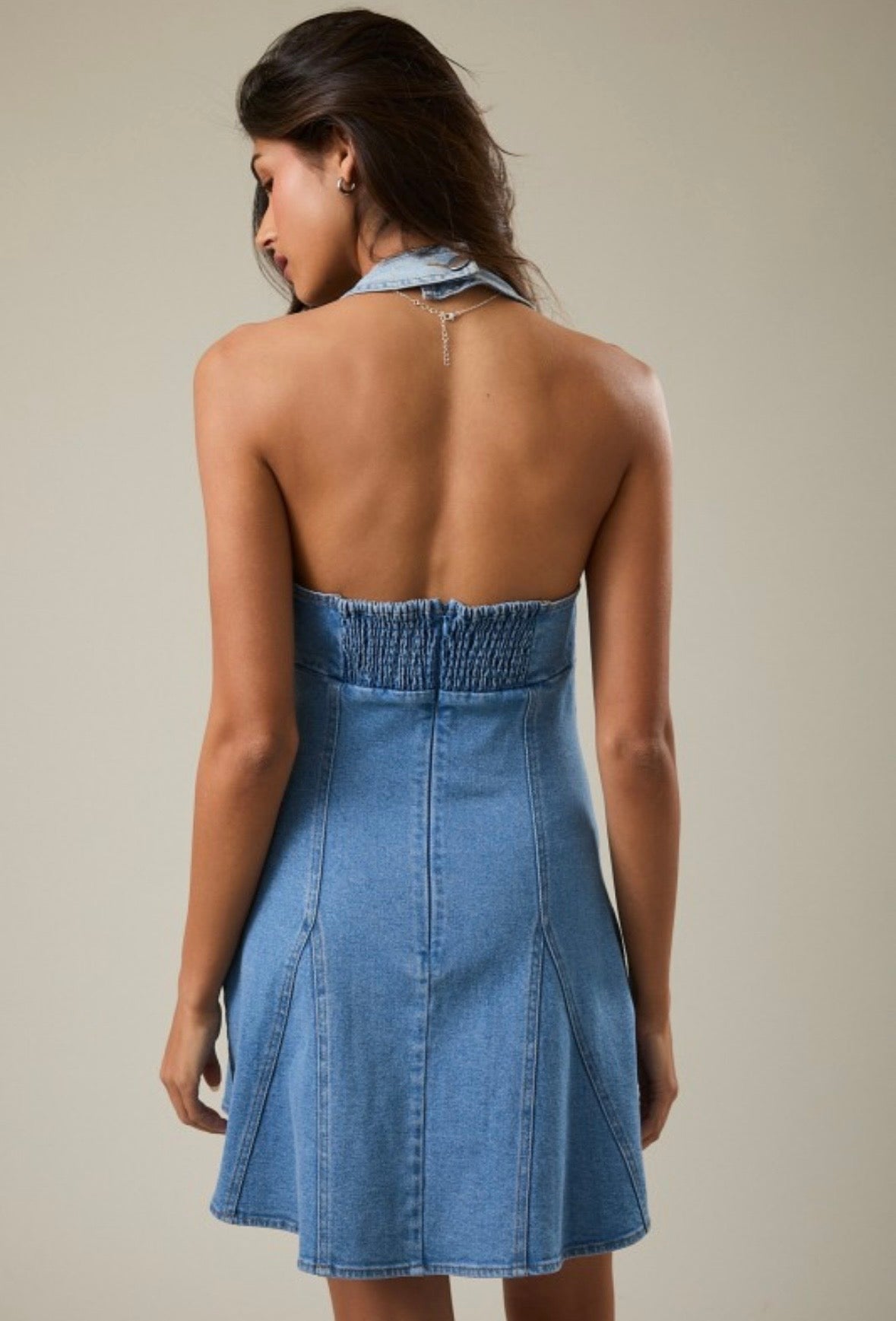 guidecraft see and store dress up center grey Coastal Breeze Denim Halter Mini Dress – Juniper