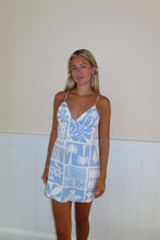 Load image into Gallery viewer, Blue Coastal Tile Tie-Back Mini Dress
