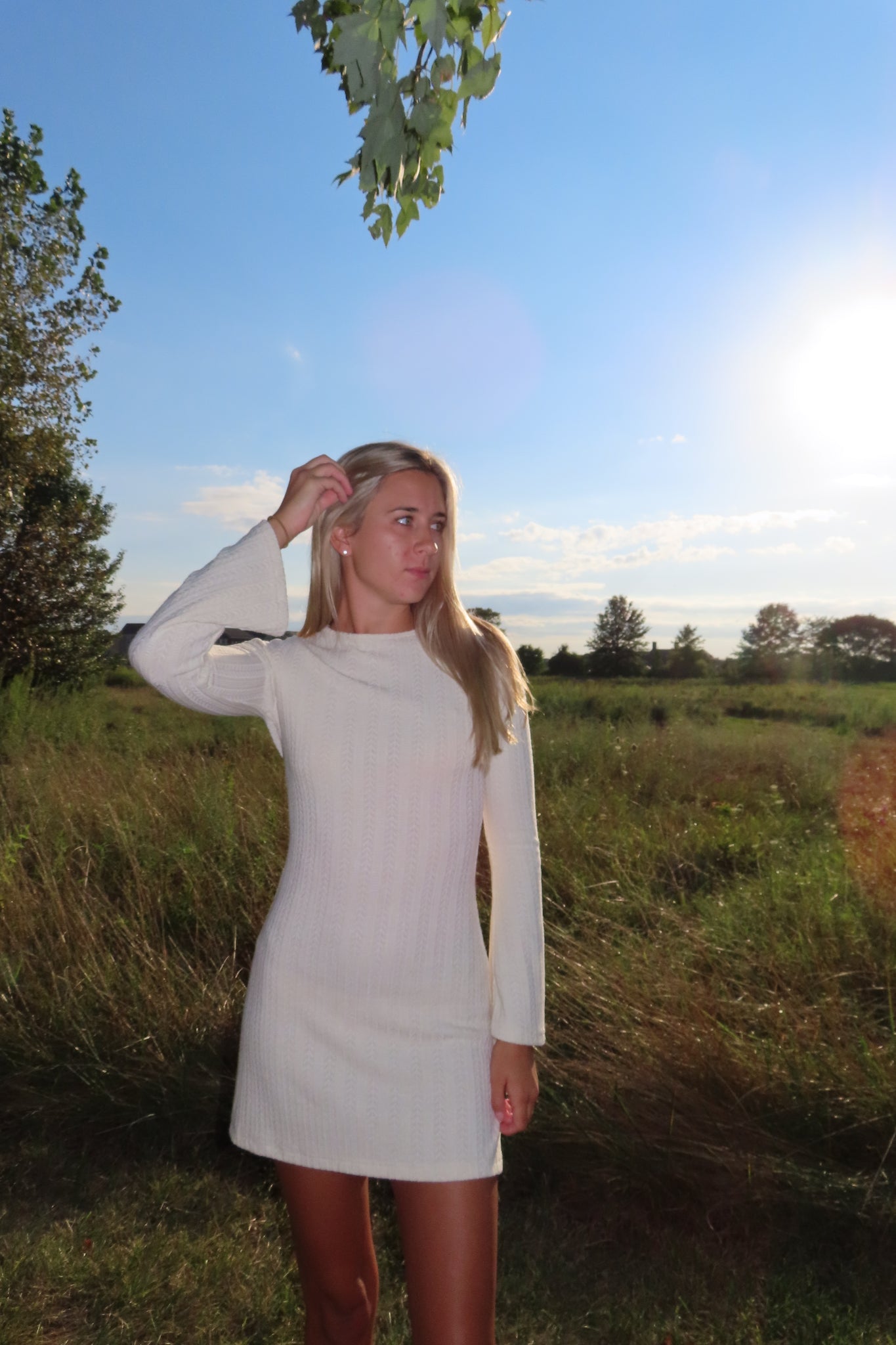 White Long Sleeve Flare Dress Juniper White Long Sleeve Flare Dress Juniper