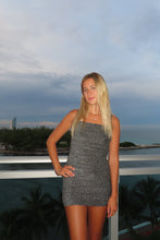 Load image into Gallery viewer, Silver Sparkle Mini Homecoming Dress
