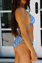 Load image into Gallery viewer, Blue Blossom Reversible Ribbed Triangle Bikini Set
