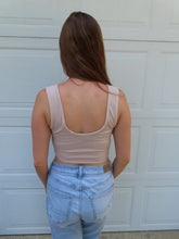 Load image into Gallery viewer, Beige Ribbed Corset Tank Top | Trendy Fitted Crop Top
