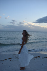 White Smocked Tube Top & Maxi Skirt Set