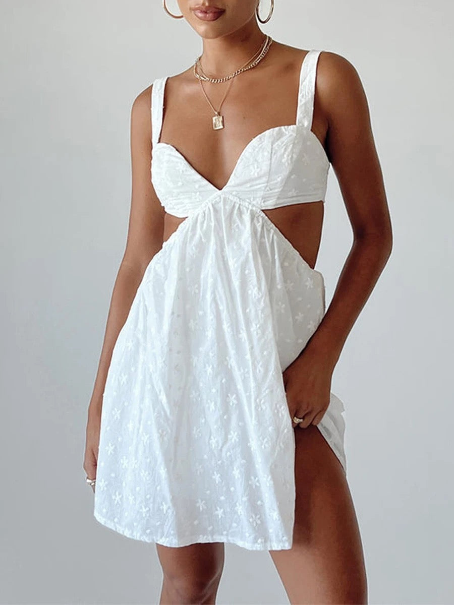 White Cutout Boho Mini Dress – Juniper