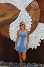 Load image into Gallery viewer, Coastal Breeze Denim Halter Mini Dress
