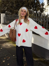Load image into Gallery viewer, Pink Hearts Oversized Valentines day Sweater
